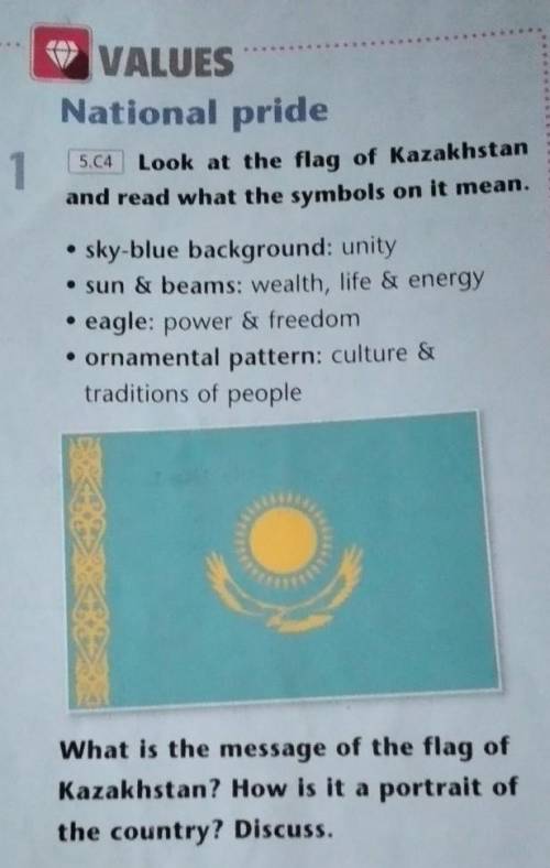 National pride 1 se Look at the flag of Kazakhstanand read what the symbols on it mean.• sky blue ba