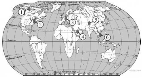 Какие три из обозначенных на карте мира территорий имеют наименьшую среднюю плотность населения? Зап