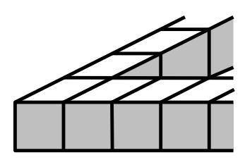 Из 48 кубиков Лёва сложил квадратную рамку (часть рамки изображена на рисунке). Сколько ещё кубиков