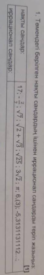 Төменде берілген нақты санның ішінен ирационал сандарды теріп жаз 17​