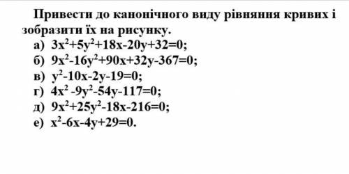 Произвести к каноничному виду уравнение кривых и изобразить их на рисунке.