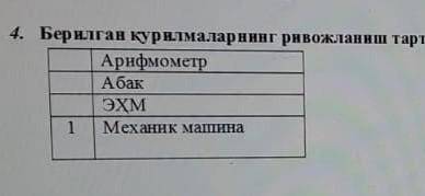 Берилган курилмаларнинг ривожланиш тартиби буйичакуйинг​