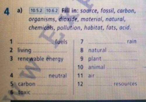 Fill in: source,fossil,carbon,organisms,dioxide,material,natural,chemicals,pollution,habitat,fats,ac