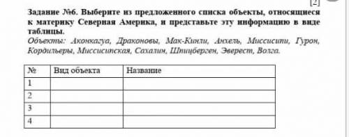 Выберите из предложиного списка объекты отночящиеся к материку Северной Америки и представьте эту ин