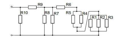Схемы электрических цепей на рисунке. Определить: Rэкв – эквивалентное сопротивление цепи, Р, U, I,