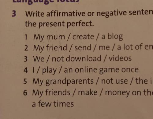 Write affimative or negative sentences using the present perfect.​