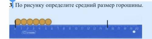 . По рисунку определите средний размер горошины. A) Определите количество частиц в ряду; В) Определи