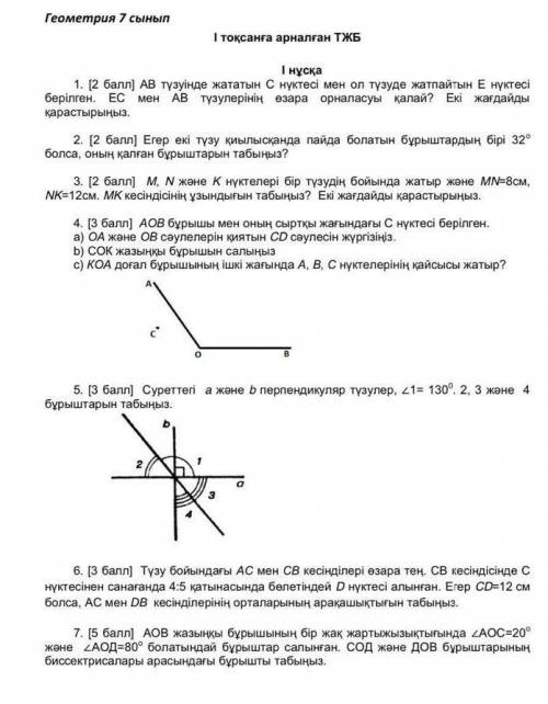 ТЖБ 7сынып геометрия.