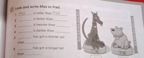 0 Maxis taller than Fred1is fatter than23is heavier thanis darker than4has got a shorter tail5thanha