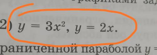 Найдите площадь фигуры, ограниченной графиками заданных функции: y = 3x^2, y = 2x