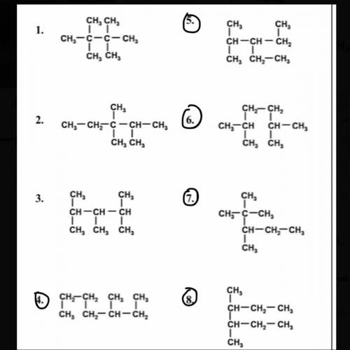 Очень Назвать алканы по их структурным формулам (с 4 по 8 — отмечено на прикрепленном фото). Заранее