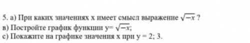 При каких значениях х имеет смысл выражение у-х? в) Постройте график функции y=-x; c) Покажите на гр