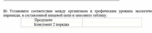 Установите соответствие между организмом и трофическим уровнем экологической пирамиды в составленной