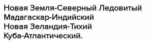 Устонови соответствие между островами и океаноми к которым они относятся​