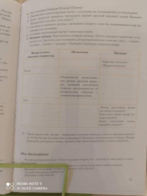 починить в таблицу перечертите в тетради таблицу устное народное творчество и заполните её