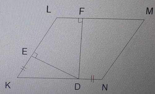 В ромбе KLMN, DE перпендикулярно KL, и DF перпендикулярно LM, угол EDF=60° KE=DN=4а) найдите углы ро