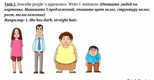 Task 2. Describe people`s appearance. Write 5 sentences. (Опишите людей на картинке. Напишите 5 пред