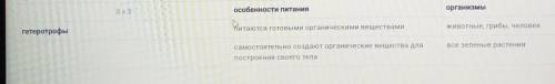 рассмотрите таблицу типы питания организмов и вставьте пропущенные слова в пустую ячейку​