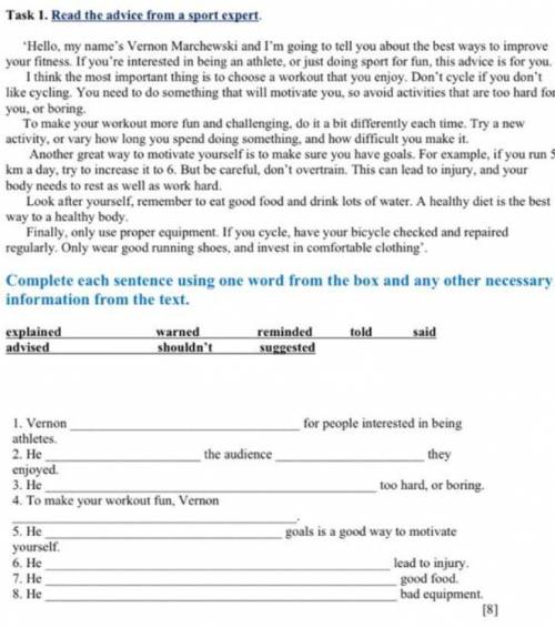 Complete each sentence using one word from box and any other necessary information from the text.