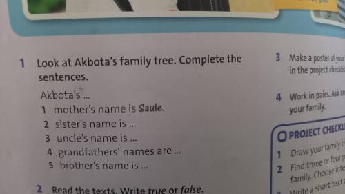 Look at akbota's is family tree complete the sentences.