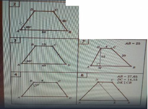 Найти пример трапеции( все пять пунктов, только ответы) 9 класс