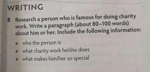 Research a person who is famous for doing charity work. Write a paragraph (about 80-100 words) about