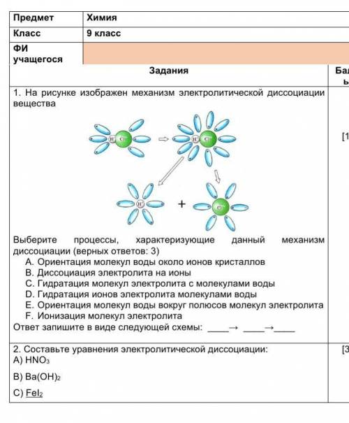 рисунке изображен механизм электролитической диссоциации вещества Выберите процессы, характеризующие