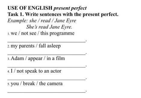 Write sentences with the present perfect. Example: she / read / Jane EyreShe’s read Jane Eyre.1. we