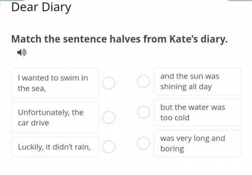 Dear DiaryMatch the sentence halves from Kate’s diary. ​