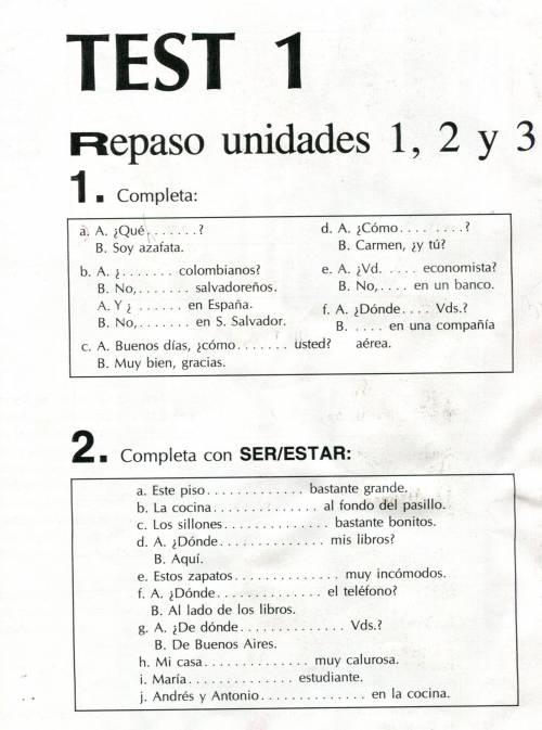 Тест по испанскому языку