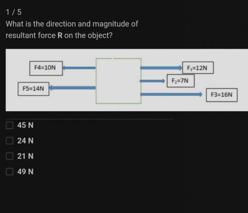 What is the direction and magnitude of resultant force R on the object ? ​