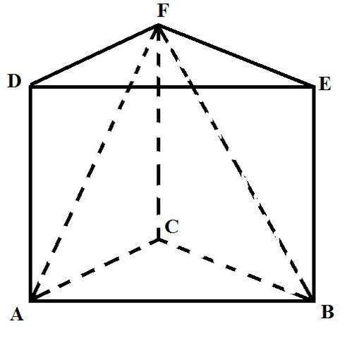 Боковые грани правильной треугольной призмы ABCDEF равны 2, а грани стопы равны 1.Найдите угол между