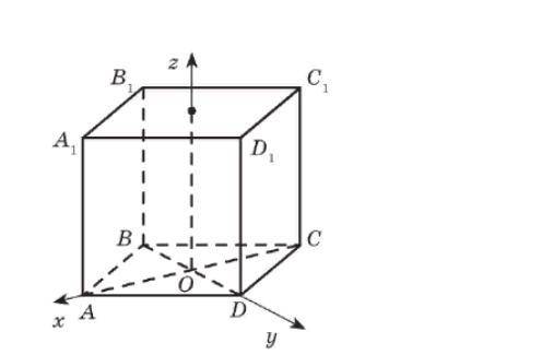 Куб ABCDA1B1C1D1 расположен в системе координат так, как показано на рисунке. Сторона куба равна 22–