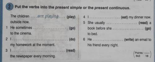 Put the verbs into the present simple or the present continuous​