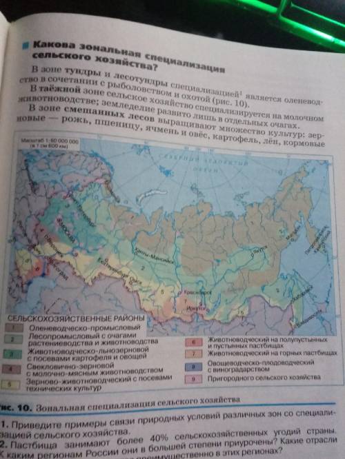 Задание 2: ответьте на вопросы: 1) Какую тему раскрывает карта учебника (рис.10 с.29) «Зональная спе