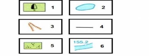 4. Укажите условные знаки по рисунку (указать цифру) (а) Укажите условный знак озеро по рисунку [1