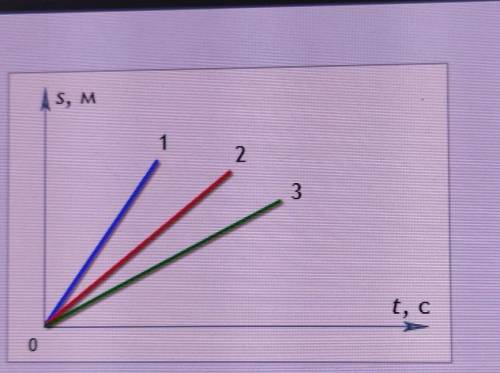 На рисунке представлены три графика зависимости пройденного пути от времени. Какое из тел двигалось