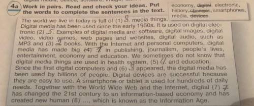 Digital media, device, software, image, 4a Work in pairs. Read and check your ideas. Put economy, di