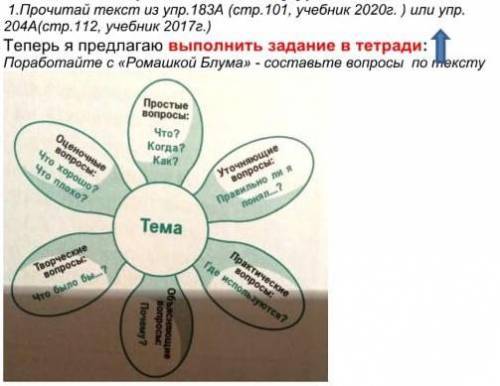 Теперь я предлагаю выполнить задание в тетради: Поработайте с «Ромашкой Блума» - составьте вопросы п