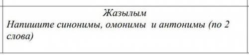 Напишите синонимы, омонимы и антонимы (по 2 слова) на казахском языке