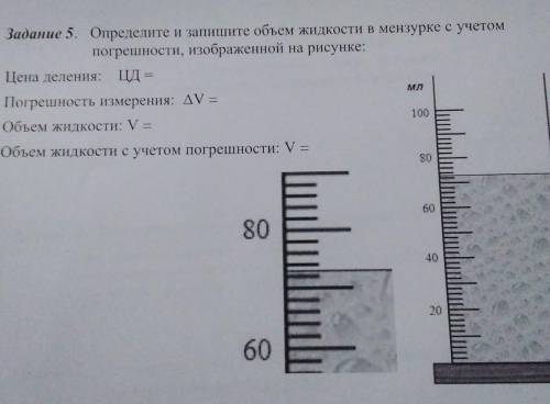 Определите и запишите объем жидкости в мензурке с учетом погрешности, изображеннойна рисунке:​