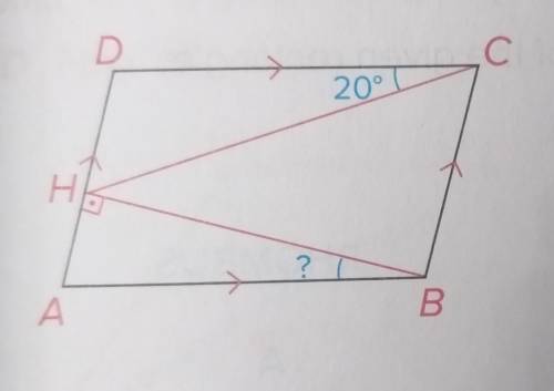 In the figure, ABCD is a parallelogram with BH AD and BH = AD. If m(HCD) = 20° , find m(ABH). Help