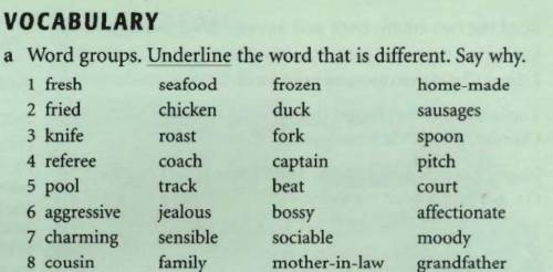 1) Word groups. Underline the word that is different 2) Underline the word with a different sound