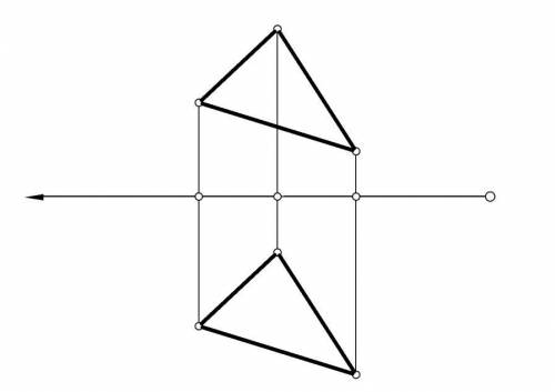 Построить прямоугольную диметрию треугольника АВС, заданного фронтальной ∆ А1В1С1 и горизонтальной ∆