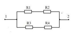 Для электрической цепи постоянного тока определить общий ток I, если известны значения сопротивлений