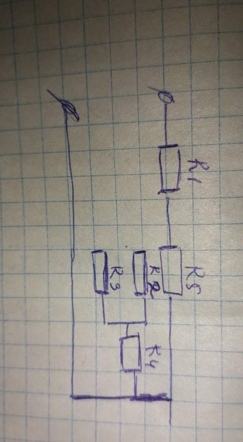 Дано: R1 = 2 Ом R2 = 4 ОмR3 = 12 ОмR4 = 3 ОмR5 = 6 ОмU = 30 ВНайти : I общ, U общ, все токи и все на