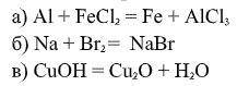 Уравняйте уравнения химических реакций и определите тип химической реакции