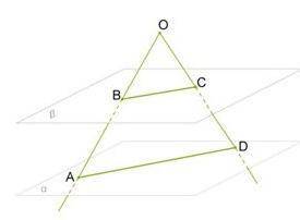 Дан угол AOD и две параллельные плоскости α и β.Плоскость α пересекает стороны угла OA и OD соответс