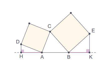 Два квадрата имеют общую вершину. На прямую АС, проходящую через две другие их вершины, опустили пер