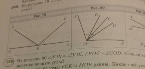 289) На рисунке 80 ZAOB = ZDOE, ZBOC = 2COD. Есть ли ещё нарисунке равные углы?​